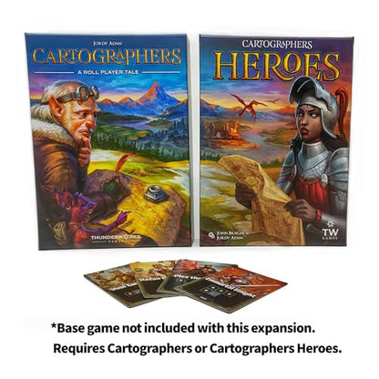 Cartographers Heroes: Champions Mini-Expansion | 4 New Heroes for Cartographers Heroes Board Game | Game of Fantasy Map Drawing | Flip & Write Family Strategy Game by Thunderworks Games