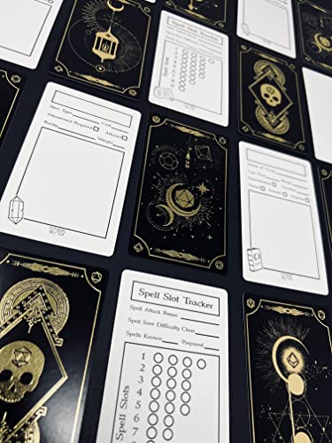 Citadel Black Tabletop RPG Accessory Card Set of 50 Cards – D&D, Gold Foil - Spell Slot Tracker, Item, Spell, Blank Note Cards, for Dungeons and Dragons 5th Edition & Other Tabletop Games