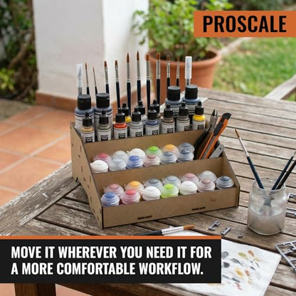 Universal Paint Organizer Rack for Miniatures Modeling Paint Holder for all kind of Bottles + Brush/Tool Slots Compatible with Citadel, Vallejo, Army Painter, Tamiya, others (Module B) - color: Paint rack B