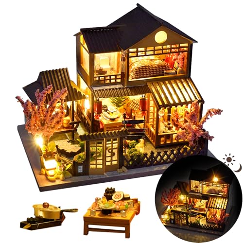 DIY Miniature House Kit, Mini House Kit for Beginners, DIY Dollhouse Kit for Adults to Build, Model Building Craft Diorama Kit, Ideal Gifts for Birthday Christmas(Japanese Garden House) - color: Japanese Garden House