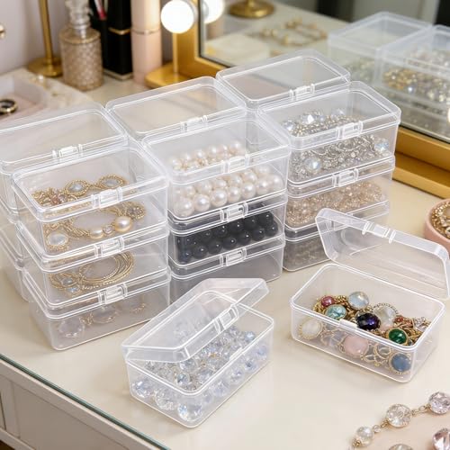 20 Pack Rectangular Mini Clear Plastic Storage Containers | Hinged Lid, For Beads and Small Craft Items, 3.35 x 2.17 x 1.38 inch - size: 3.35 x 2.17 x 1.38 inch