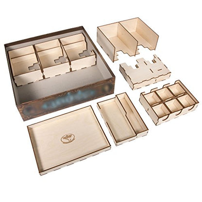 The Broken Token Mysterium Compatible Game Organizer - Wood Storage Box with Multiple Trays