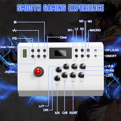 LENISUOLE Wired Arcade Stick Compatible with PS5/PS4/PC/, for PS5 Fight Stick with Programming Function, Turbo Function, 9.8FT Braided Cable Fight Stick
