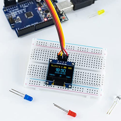 Hosyond 5 Pcs 0.96 Inch OLED I2C IIC Display Module 12864 128x64 Pixel SSD1306 Mini Self-Luminous OLED Screen Board Compatible with Arduino Raspberry Pi(Blue and Yellow) - color: Blue and Yellow