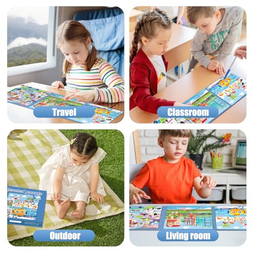 Magnetic Puzzles for Toddlers 3-5 Toddler Puzzle Travel Toys （Traffic） | Jigsaw Puzzles for Kids 97-Pieces Travel Toys Transportation Puzzles Ages 4-6 Road Car Trip & Airplane Activity - style: Transportation
