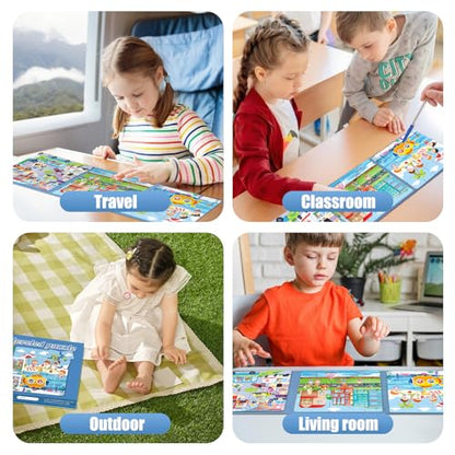 Magnetic Puzzles for Toddlers 3-5 Toddler Puzzle Travel Toys （Traffic） | Jigsaw Puzzles for Kids 97-Pieces Travel Toys Transportation Puzzles Ages 4-6 Road Car Trip & Airplane Activity - style: Transportation
