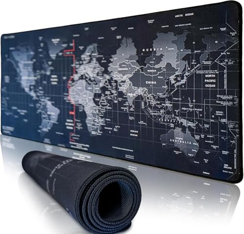 Desk Mat Gaming Mouse Pads World Map, X-Large 31.50 x 15.75 Inches, Extended Gaming Mouse Pad, Large Desk Mat with Non-Slip Base, Smooth Surface for Computer, Laptop & Office Use - color: World Map, size: X-Large