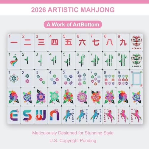 American Mahjong Tile Set - 168 Engraved Mah jongg Tiles Game Sets - Pink Complete Cute Mah Jong, Beautiful Pretty 1.2” Majong Only, 3D Carving Mahjongg with Bag and Dice Accessories (Pink) - color: Pink