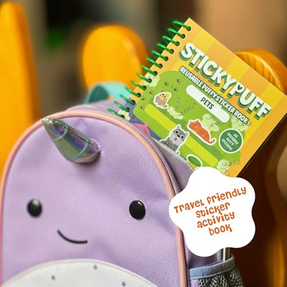 DINO MINI Stickypuff Value Pack - 3 Reusable Puffy Sticker Book for Toddlers - Puffy Stickers for Toddlers - Travel Activities for Kids Ages 4-8 - Screen Free Birthday Gifts (Around Us) - color: Around Us