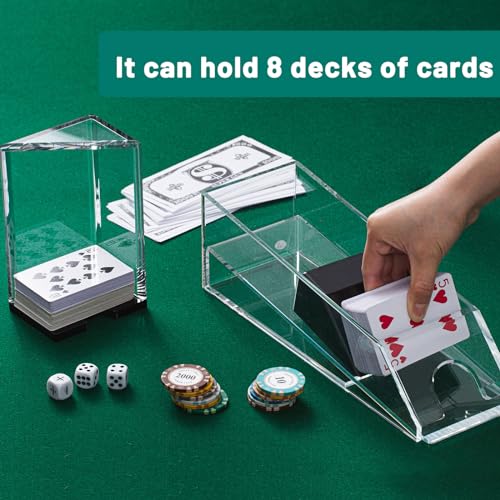 Honoson 8 Deck Blackjack Shoe and Discard Tray Acrylic, Clear | Card Dispenser for Poker Games, Dealing Shoe with Discard Holder for Casino Blackjack, Transparent Acrylic Material - color: Clear, style: 8 Deck