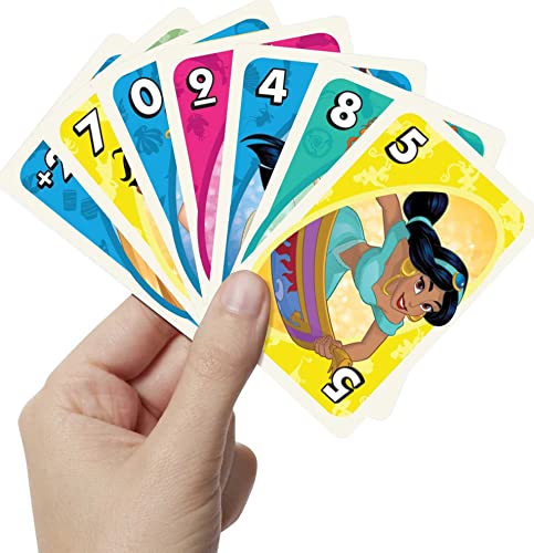 Mattel Games UNO Disney Princesses Matching Card Game, 112 Cards with Unique Wild Card & Instructions for Players 7 Years & Older, Gift for Kid, Family & Adult Game Night - style: UNO Disney Princess