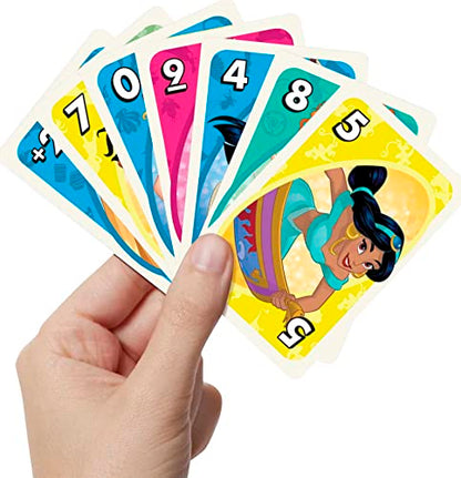 Mattel Games UNO Disney Princesses Matching Card Game, 112 Cards with Unique Wild Card & Instructions for Players 7 Years & Older, Gift for Kid, Family & Adult Game Night - style: UNO Disney Princess