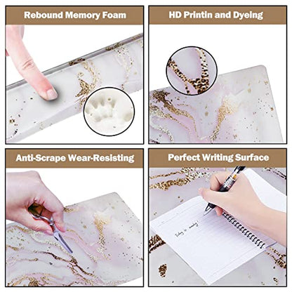 ARTSO Large Gaming Mouse Pad, Keyboard Wrist Rest Pad & Wrist Support Mousepad Set, Stitched Edge, Extended, Non-Slip Base, Memory Foam,Multifunctional Desk Mat 4pcs for Office & Home, Pink Marble - color: Pink Marble