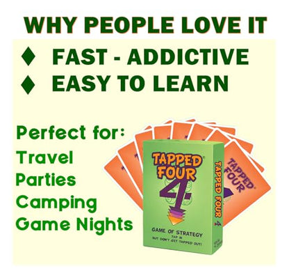 Tapped Four Original Card Game for 2–8 Players, Fast Strategy Game