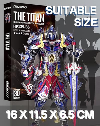 Piececool 3D Metal Puzzles Mecha Model Kits-The Titan Figure Model Building Blocks Kits for Adults, DIY Brain Teaser 3D Puzzle for Men Teen Students Hobbies Fidget Gifts -157 Pcs - color: Black Knight