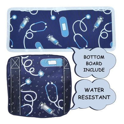 NGIL Utility Water Resistant Tote Bag | Work Tote for Women, Nurse Bag, Teacher's Choice Purse, Gym Bag, Everyday Organizer Top Zipper Closure - color: Blue Nurse-navy