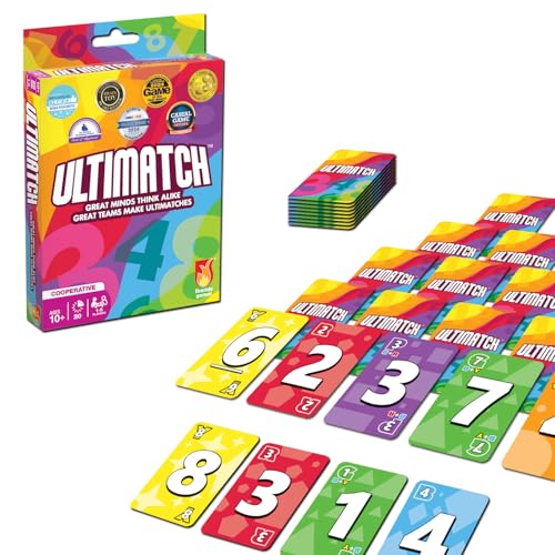 Fireside Games Ultimatch, Cooperative Pyramid Card Game, Award-Winning | Match by Color Number and Math, Ages 10+, 1-5 Players, Family Game Night