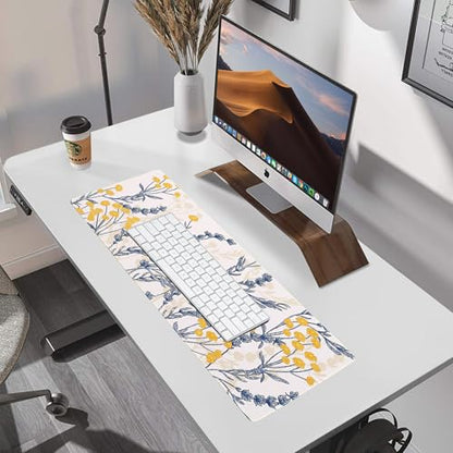 ALOANES Waterproof Gaming Mousepad Large Mouse Mat Non-Slip Rubber Base | Desk pad Keyboard Desk Mat for Computer, Office Home, Yellow Flower Mat XL(31.50"x11.81"x0.12") - color: Yellow Flower, size: 31.5L x 11.8W inches