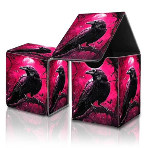 for MTG Commander Card Deck Box,Trading Card Storage Box with Magnetic Closure,Fits 120+ Single Sleeved Cards,Deckbox,Fits Sports TCG/CCG/MTG Accessories,﻿Cute Crow Pink - color: Cute Crow Pink