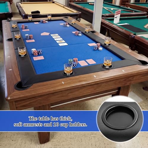 86.2" x 43.5" Poker Table Tops for 8 Feet Pool Tables 10 Player Poker Table Game Billiard Pool Convertible Cover Mat Waterproof and Foldable, Blue