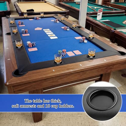 86.2" x 43.5" Poker Table Tops for 8 Feet Pool Tables 10 Player Poker Table Game Billiard Pool Convertible Cover Mat Waterproof and Foldable, Blue