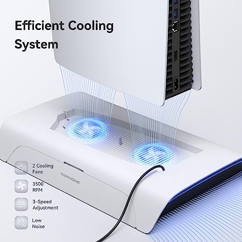 Cooling Station for PS5 Accessories, Vertical Stand with RGB for PS5 Disc & Digital Edition Console, 3-Level Cooling Fan, Dual Controller Charging Stand, Not for PS5 Slim and PS5 Pro