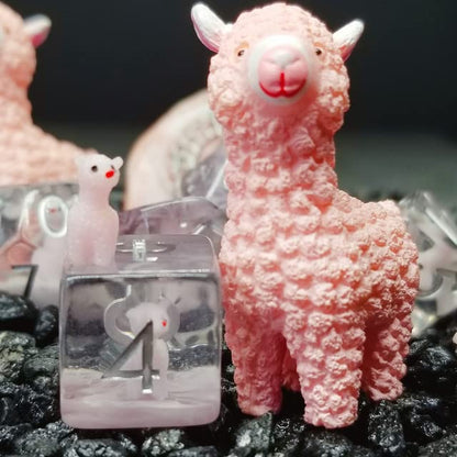 Sage's Portal Animal Familiars Resin DND Dice Set Polyhedral Dice Set for Dungeons and Dragons RPG Pathfinder Tabletop TTRPG (Llama) - color: Baby Llama, style: Dice Set Only