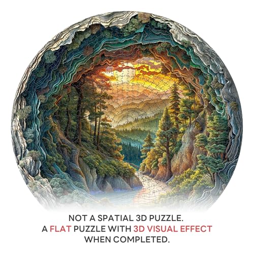 1000 Piece Puzzle for Adults, 3D Visual Cave Forest Jigsaw Puzzles for Adult, 26.6 x 26.6in 1000 Pieces Flat Puzzle, Christmas Birthday Party Home Decor Gifts for Family Friends