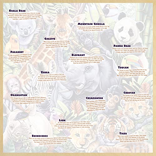 Masterpieces 48 Piece Fun Facts Jigsaw Puzzle for Kids - Safari Friends Wood Puzzle - 12"x12" - style: Safari Friends