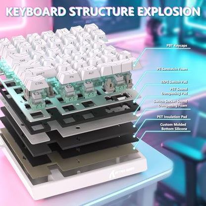 ATTACK SHARK M36 HE One-Handed Magnetic Switch Keyboard, 8000Hz Polling, Hot-Swappable, High-Precision 0.01mm, 36 Keys Wired Keypad with RGB Backlit, C01 Ultra Led Aviator Cable-White Contour - color: White Contour