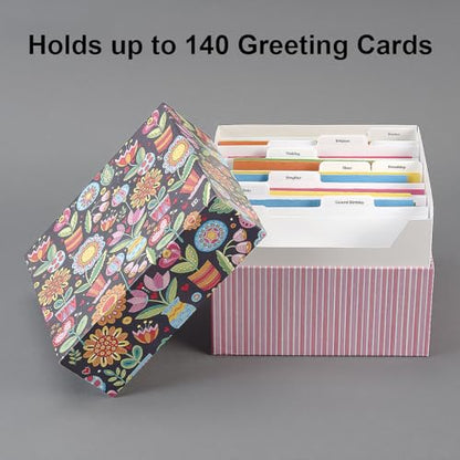 Current Greeting Card Organizer Box by Mary Englebreit | Floral, With 12 dividers and 24 self-stick labels, Holds 140+ Greeting Cards, Recipe Cards, Photo Collections, and more - color: Mary Engelbreit