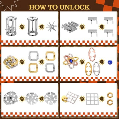 24 Pcs Metal Brain Teaser Puzzles Assortment for Adults Difficult Magic Puzzles Highly Hard Brain Games Iq Logic Test Disentanglement Game for Mind Challenge(Funny) - style: Funny