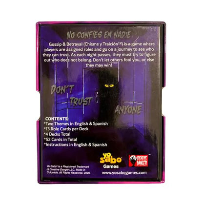 Yo Sabo Gossip and Betrayal (Chisme y Traición) Games | All-in-One Social Deduction Card Game | 2 Themes & 4 Decks Inside in Full English & Spanish | Party Game for Ages 13+, 4-12 Players