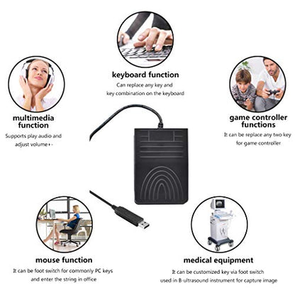 [Upgraded] iKKEGOL USB Foot Pedal Switch Video Game PC Hands Free Footswitch One Key Control Program Computer Mouse Keyboard HID with 2M Cable