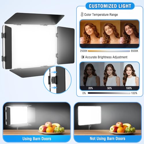 2-Pack LED Video Light Kit, 2500K-8500K Studio Light for Video Recording/Photography - size: 2 Pack (with Barndoor)