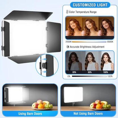 2-Pack LED Video Light Kit, 2500K-8500K Studio Light for Video Recording/Photography - size: 2 Pack (with Barndoor)