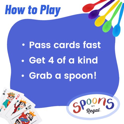 Regal Games Spoons Card Games for Kids - Spoons Game, Deck of Cards, Fun Family Games for Kids and Adults, Playing Cards, Game Night, Travel Games, 3-5 Multi-Player Card Game, Games for Adults