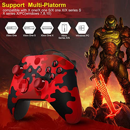 Replacement for Xbox One Controller Wired Compatible with Xbox One/Series/Windows, Xbox Series x/s Controller Wired with Custom Mapping&Share Button - color: Camo Red