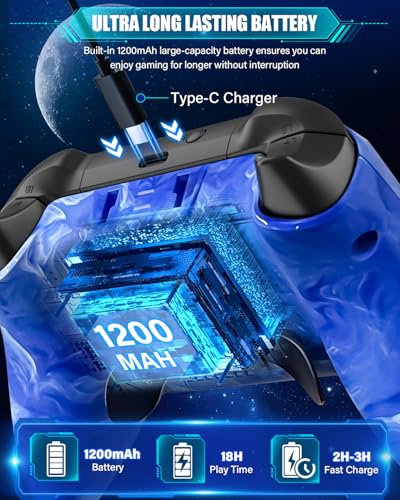 ZRZLMVP Wireless controller games for Sega Dreamcast Games | 1200mAh Rechargeable, with Vibration, Turbo, Wake Up, for Sega Dreamcast Games - color: Tie-dye Dark Blue