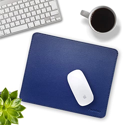 Leather Double Side Mouse Pad With Stitched Edge - Waterproof Ultra Thin for Computers, Laptop, Office & Home, 10.2 x 8.3 Inch, 1 Pack (Navy Blue) - color: Navy Blue