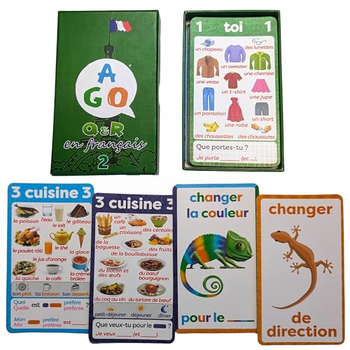 AGO En Francais 2 Card Game (Deluxe Edition): Learn French The Fun Way! - Boost Vocabulary & Grammar Skills - Interactive Learning for All Ages! - style: AGO En Francais 2