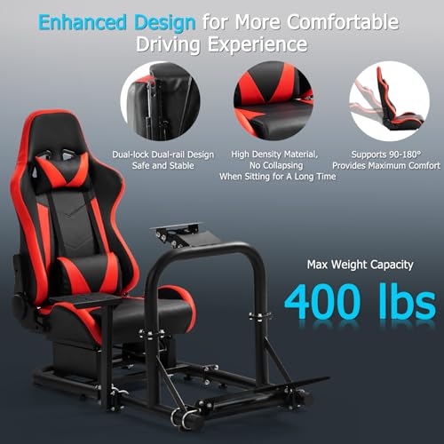 Anman Driving Wheel Stand Racing Simulator Cockpit With Chair Fit for Logitech G25 G29 G920, for Thrustmaster T300RS TX T300rs, for Fanatec,Adjustable Stabilized Sim, Not Included Wheel Pedals