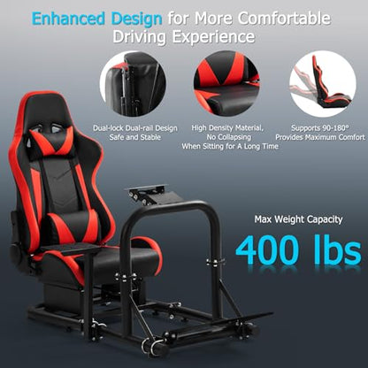 Anman Driving Wheel Stand Racing Simulator Cockpit With Chair Fit for Logitech G25 G29 G920, for Thrustmaster T300RS TX T300rs, for Fanatec,Adjustable Stabilized Sim, Not Included Wheel Pedals