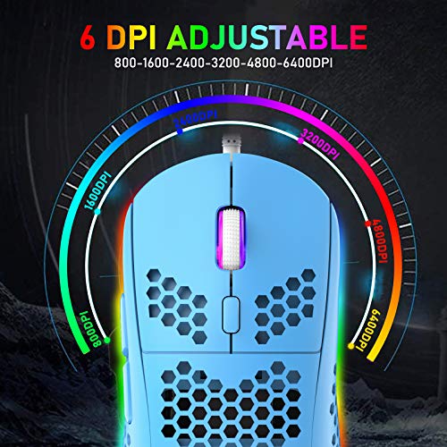 60% Mechanical Keyboard and Mouse Combo,Ergonomic Wrist Rest,6400 DPI Optical&65g Lightweight RGB Mouse,Compact Mini 62 Keys Chroma 20 Rainbow Backlit,Quiet Linear Switch for PC/Mac (Blue)