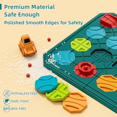burgkidz Montessori STEM Toys for Kids: Logical Road Builder Board Game | 180+ Brain Teaser Puzzles on 8 Mega Boards - Develops Logic Skills for Preschoolers - Montessori Gifts for Boys Ages 3-8 - size: large size