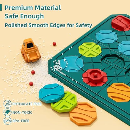 burgkidz Montessori STEM Toys for Kids: Logical Road Builder Board Game | 180+ Brain Teaser Puzzles on 8 Mega Boards - Develops Logic Skills for Preschoolers - Montessori Gifts for Boys Ages 3-8 - size: large size