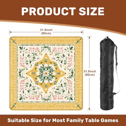 Mahjong Mat 31.5" x 31.5" Floral Mandala Design Yellow Green Accents Soft Pink Non-Slip Noise Reduction Mahjong Tiles Table Cover for Dominoes Poker Card Board and Tile Games - color: Color10
