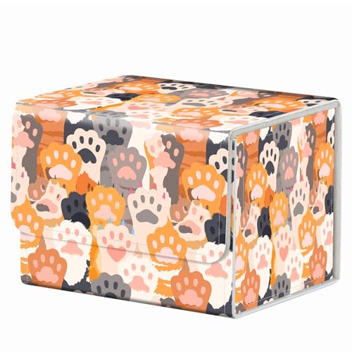 Strong Magnet Card Case Deck Box Mtg Card Box Playing Card Box Magic Deck Box Tcg Up to 200 Cards Creative Pattern Trading Card Storage Box for Collectible Card Games, Cute Cats Paw Pattern - color: Cute Cats Paw Pattern