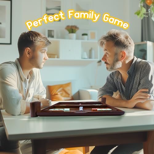 Wooden Backgammon Set, 15 inch Folding Backgammon Board Game with 32 Pieces | Portable Travel Strategy Game for Adults & Kids | Complete Backgammon Set in Wood Case for Family Game Nights & Gifts - color: 15 Inch Large Backgammon
