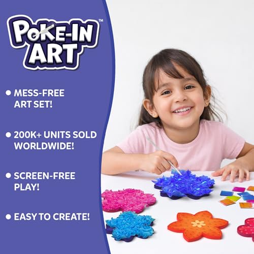 Skillmatics Poke-in Art – Flower Bouquet, Mess-Free Wood Craft Kit | Colorful Creative Play for Girls and Boys Ages 4, 5, 6, 7, 8, 9, Fine Motor Skills, Screen-Free Fun, Personalized DIY Gifts - style: 2. Flower Bouquet